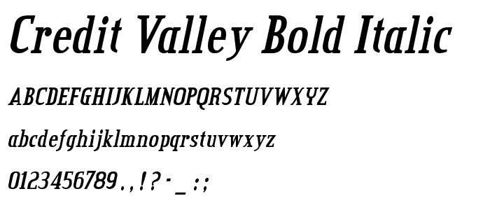 Credit Valley Bold Italic font